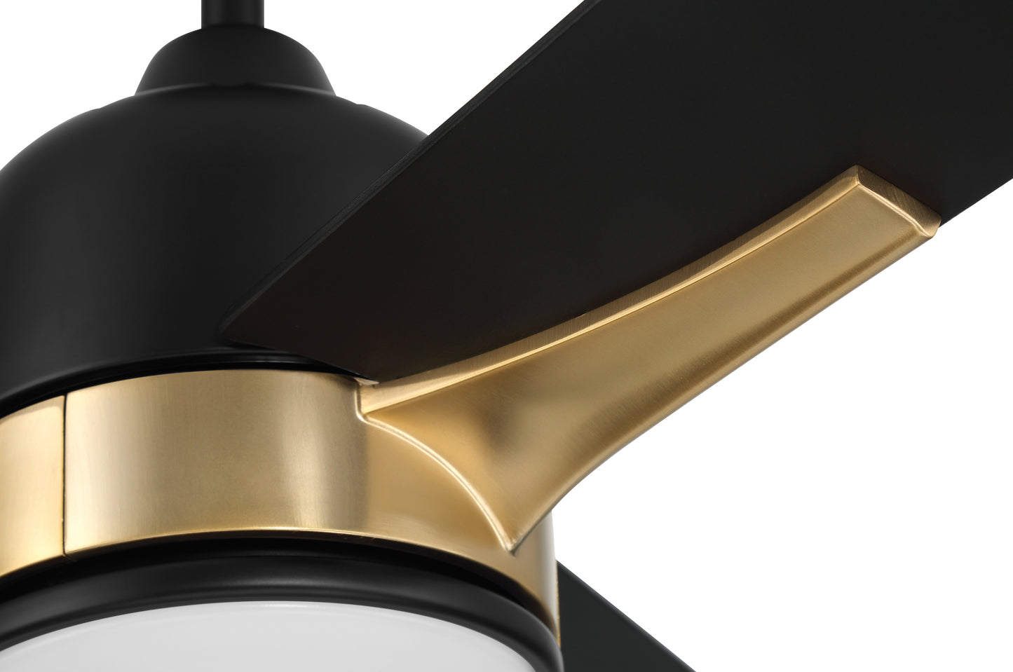 FUL52FBSB3 - Fuller 52" 3 Blade Ceiling Fan with Light Kit - Flat Black / Satin Brass