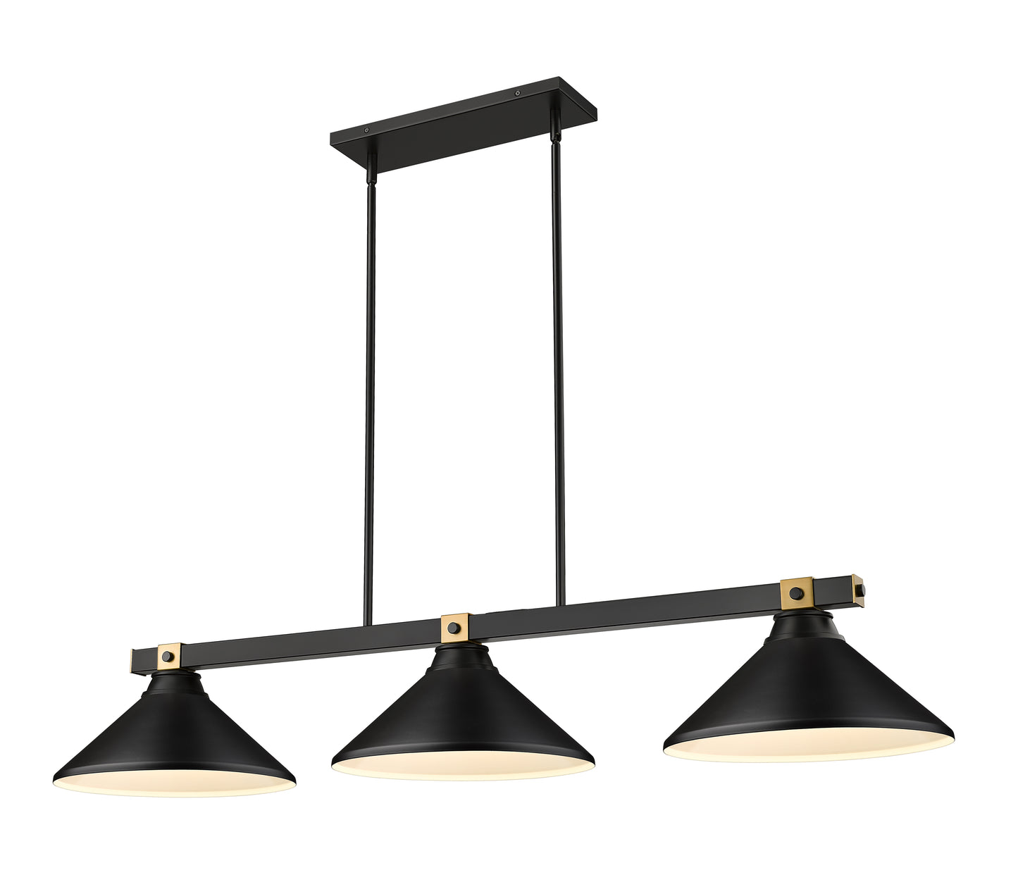 1955-3MB-RB-MMB - Bronte 3 Light 53" Billiard - Matte Black / Rubbed Brass