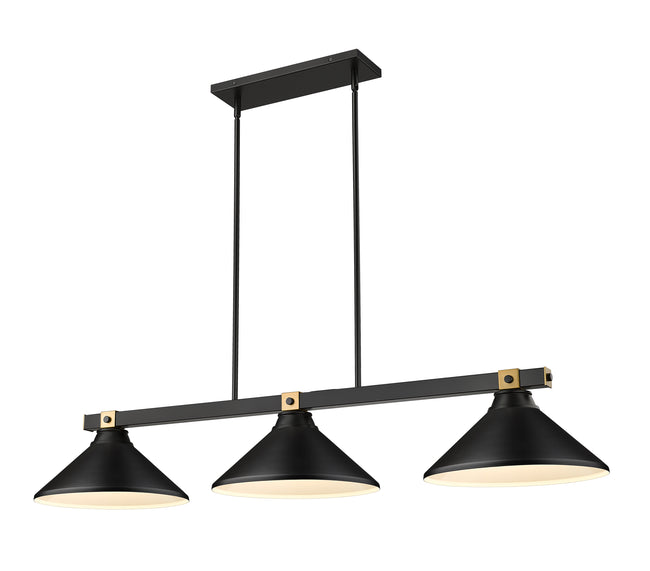 1955-3MB-RB-MMB - Bronte 3 Light 53" Billiard - Matte Black / Rubbed Brass