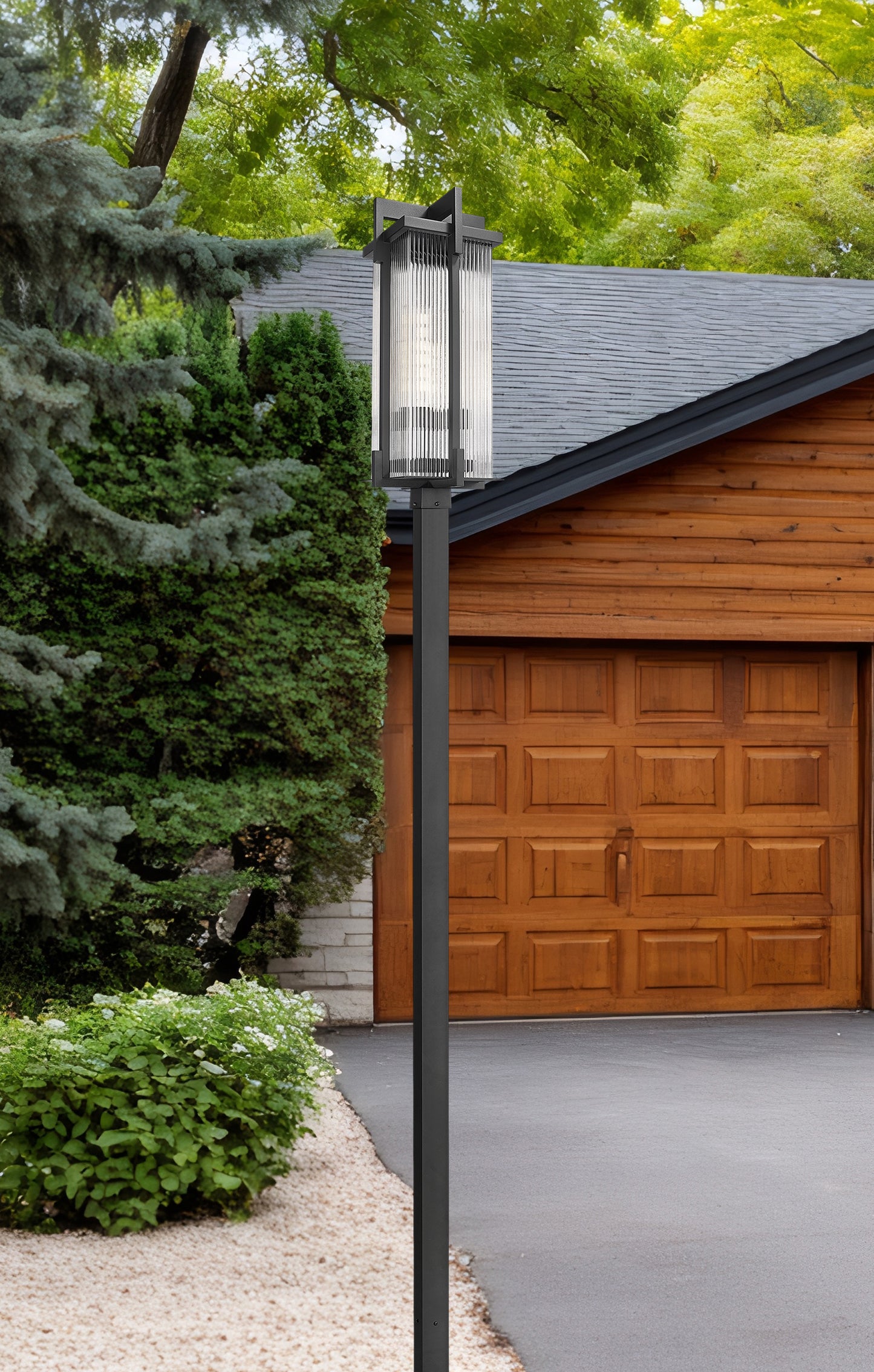 5031PHXLS-536P-BK - Fortis 3 Light Outdoor Post Mounted 126" Fixture - Sand Black