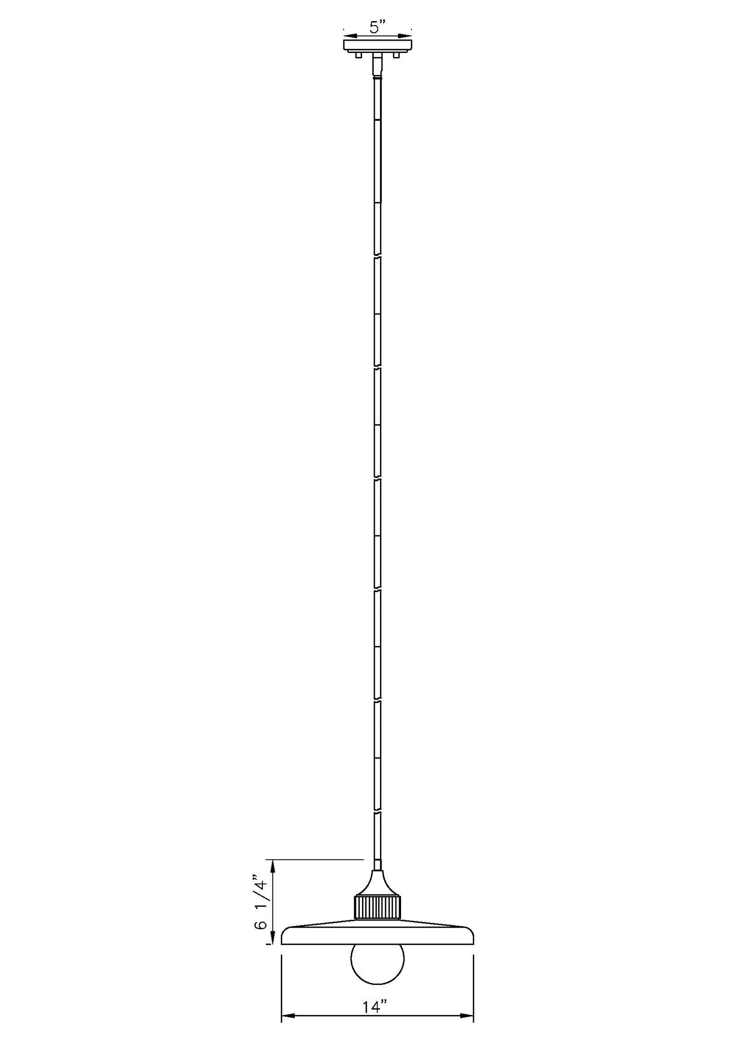 820P14-MB - Paloma 1 Light 14" Pendant - Matte Black