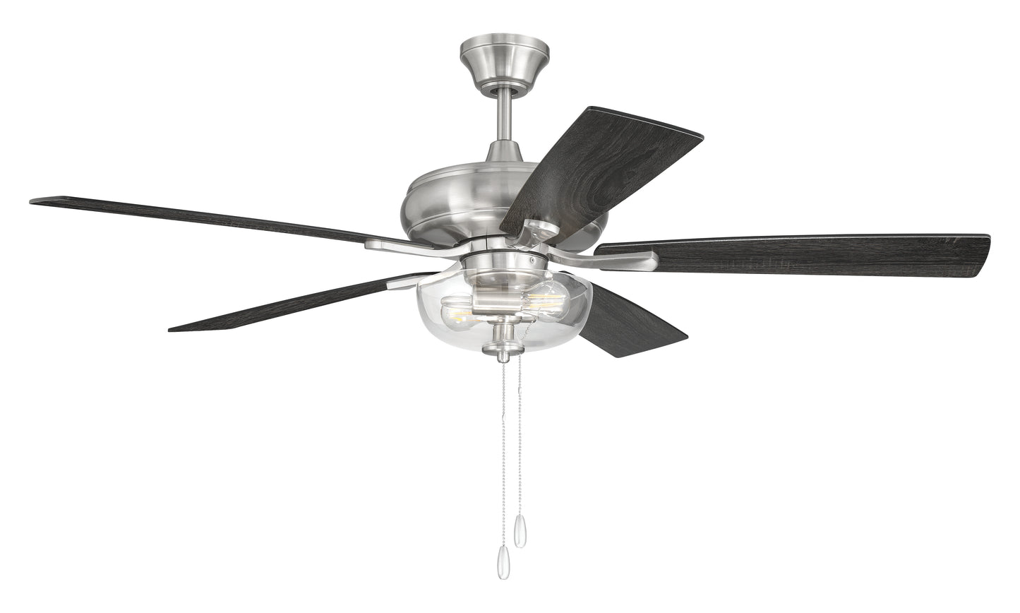 ECF201BNK5-BNGW - EOS 2 Light Clear Bowl 52" Ceiling Fan 52" 5 Blade Ceiling Fan with Light Kit - Brushed Nickel