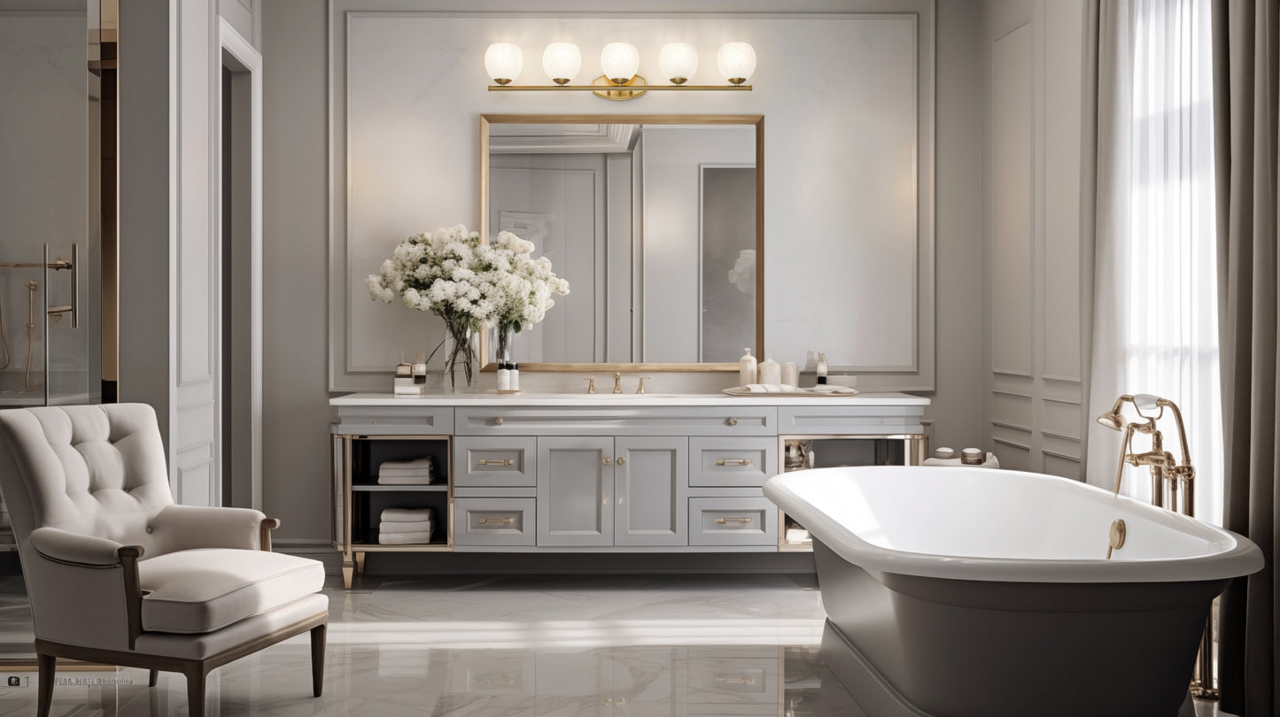 1963-5V-MGLD - Colette 5 Light 42" Vanity - Modern Gold