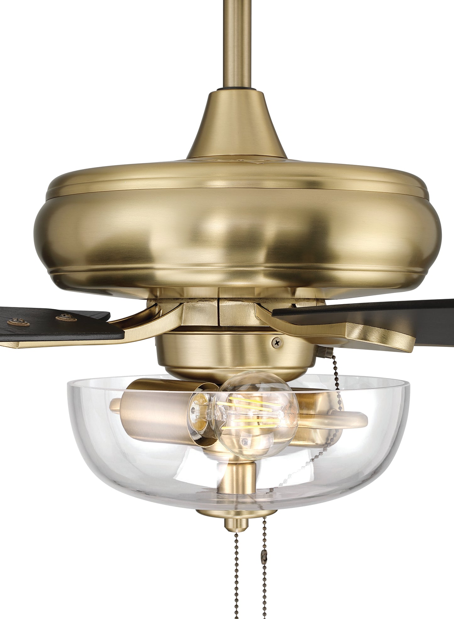ECF201SB5-BWNFB - EOS 2 Light Clear Bowl 52" Ceiling Fan 52" 5 Blade Ceiling Fan with Light Kit - Satin Brass