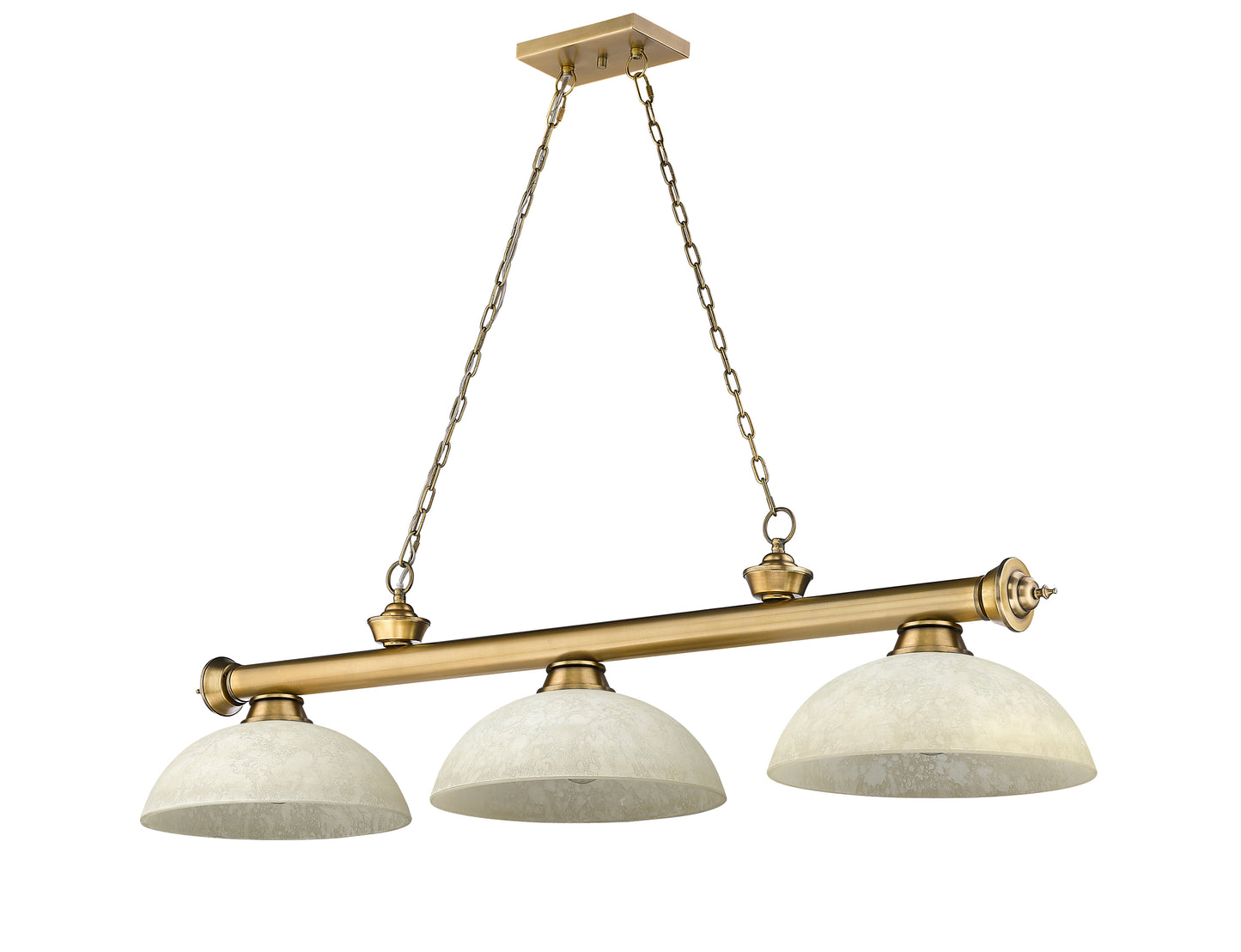 2306-3RB-DGM14 - Cordon 3 Light 57" Billiard - Rubbed Brass