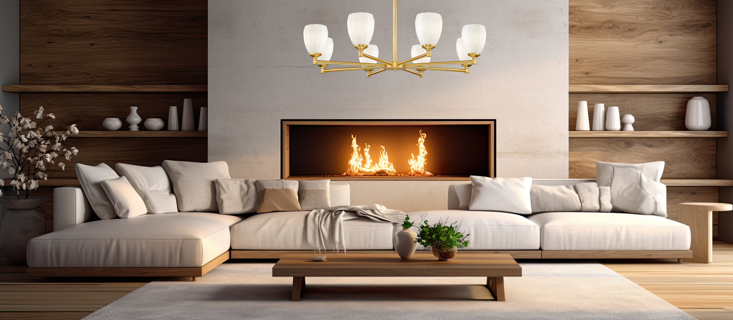 7004-8MGLD - Oren 8 Light 42" Chandelier - Modern Gold