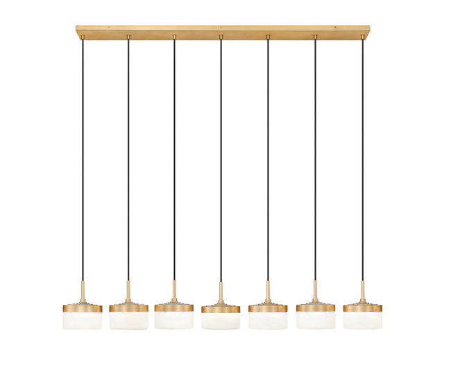 827P6-7L-MGLD-LED - Renaud 7 Light Linear 59" Chandelier - Modern Gold