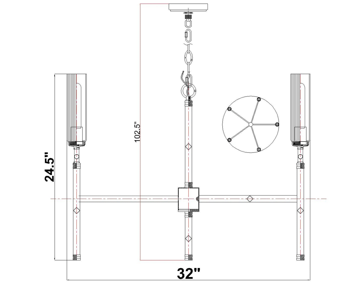 3047-5BN - Esme 5 Light 32" Chandelier - Brushed Nickel