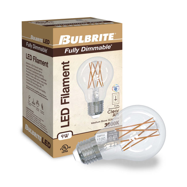 776914 - Dimmable Clear A19 LED Light Bulb - 9 Watt - 3000K - 4 Pack