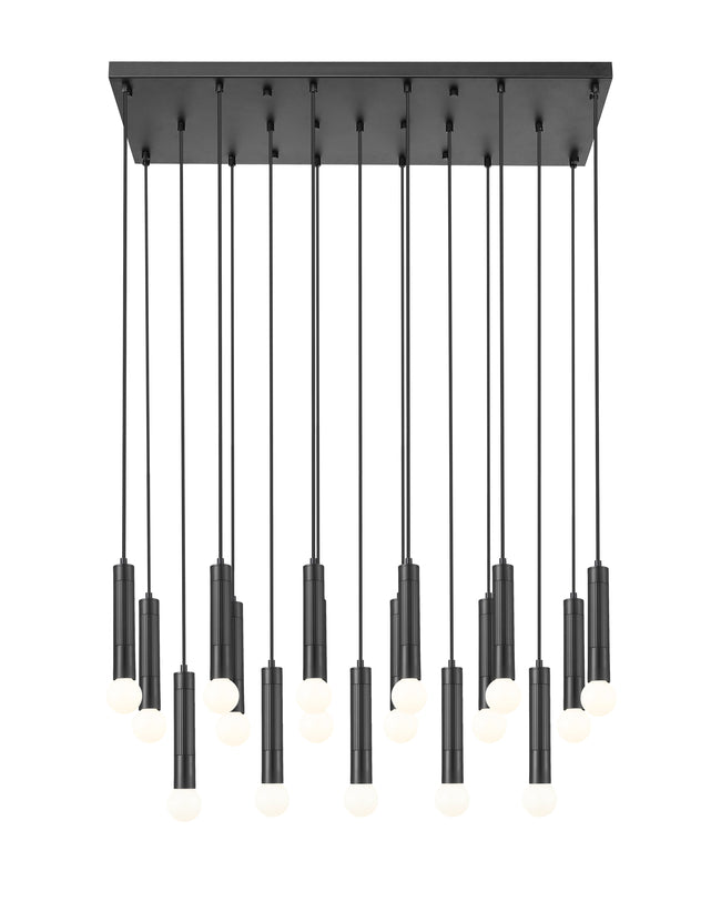 1956P-17L-MB - Stari 17 Light Linear 42" Chandelier - Matte Black