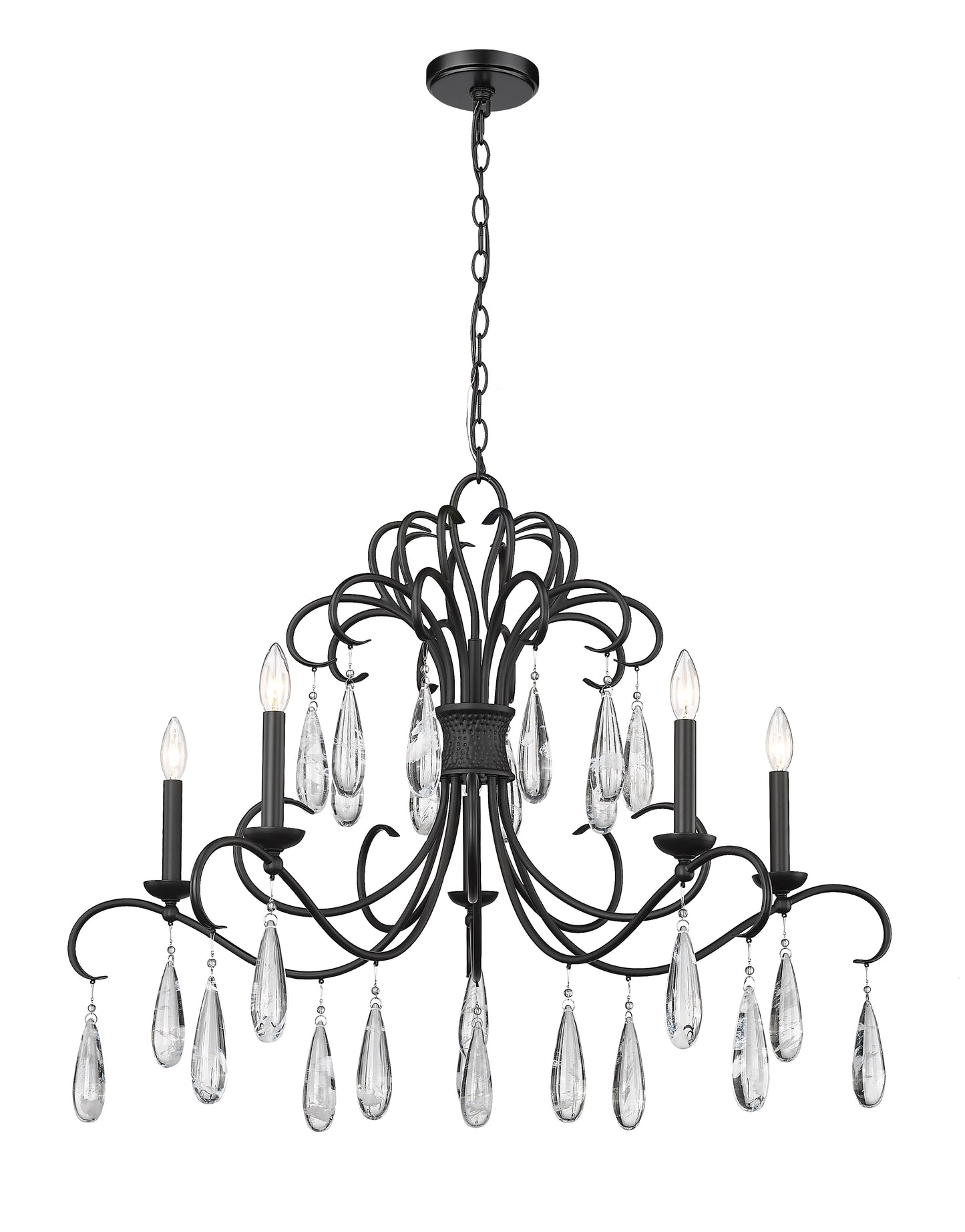 3039-38MB - Amara 5 Light 38" Chandelier - Matte Black