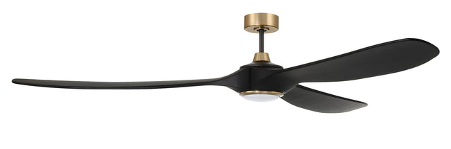EVY72FBSB3-NWF - Envy 72" Ceiling Fan no Wifi 72" 3 Blade Ceiling Fan with Light Kit - Flat Black / Satin Brass