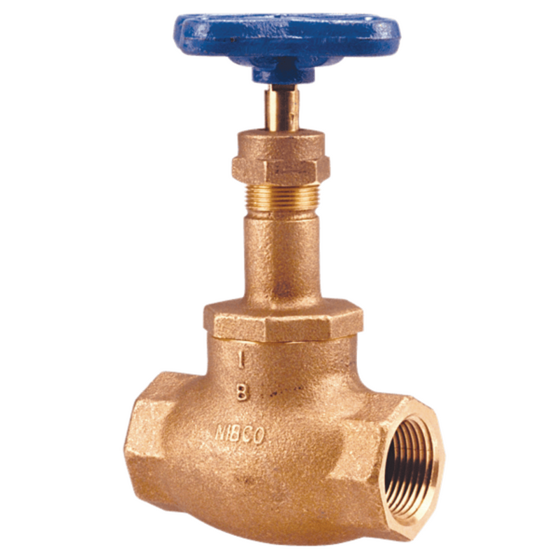 nibco's 1" threaded globe valve with blue handle