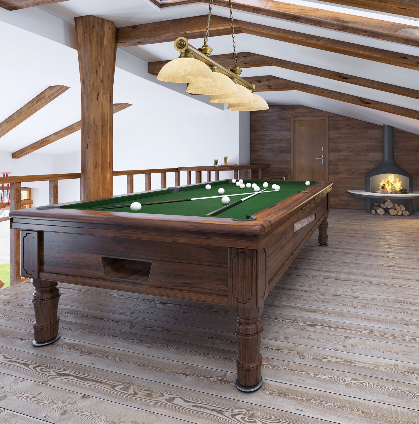 2306-4RB-DGM14 - Cordon 4 Light 81" Billiard - Rubbed Brass