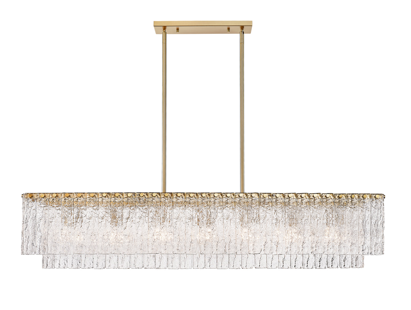 1943-53L-MGLD - Glacier 7 Light Linear 54" Chandelier - Modern Gold