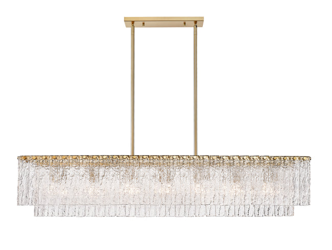 1943-53L-MGLD - Glacier 7 Light Linear 54" Chandelier - Modern Gold