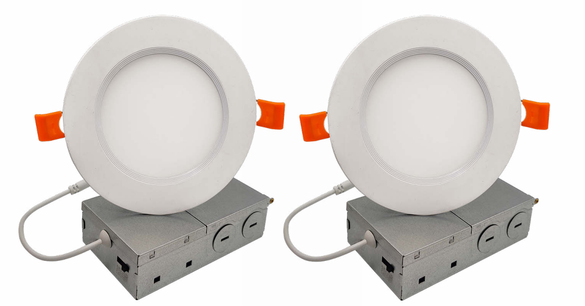 773241 - 9 Watt LED 4" RECESSED DOWNLIGHT W/ METAL JBOX & BAFFLE WHITE ROUND DIMMABLE 90CRI 3000K 120V-2PK - 2 Pack