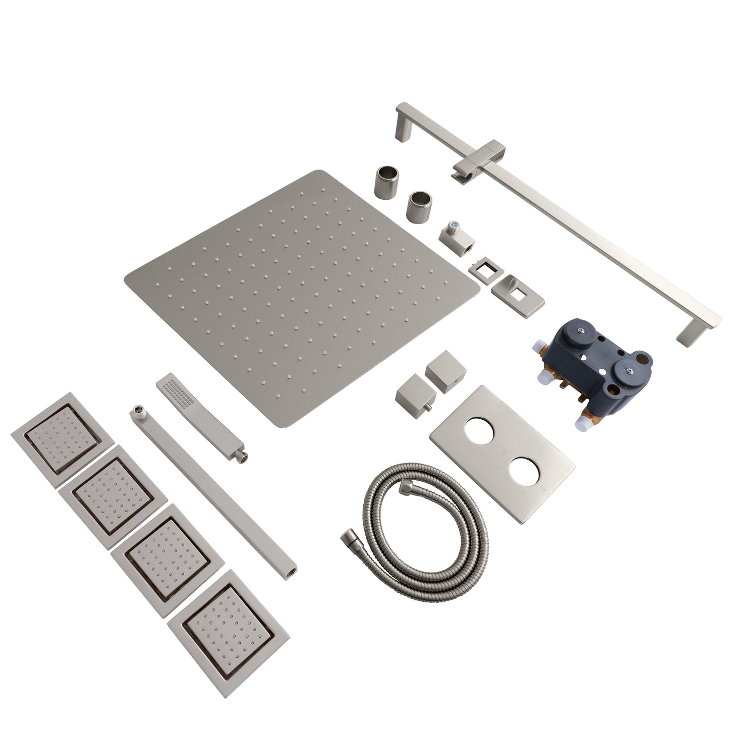CBY-SHS-T3-BN - Crystal Bay Thermostatic Shower System with Body Jets in Brushed Nickel