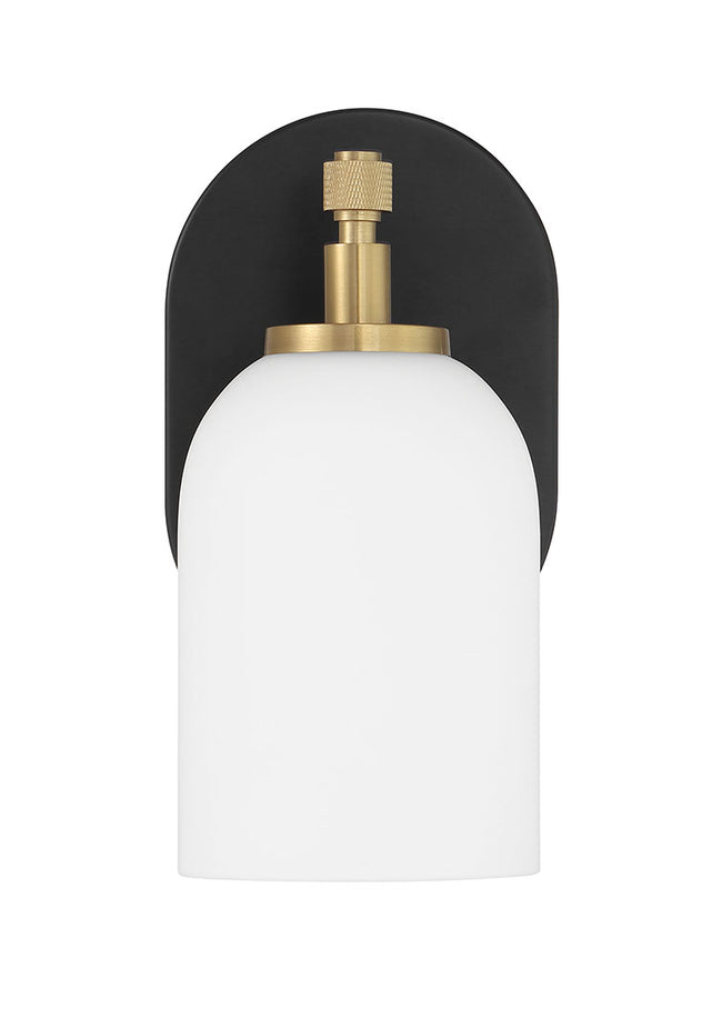 60301-FBSB - Council 1 Light 9" High Wall Sconce - Flat Black / Satin Brass