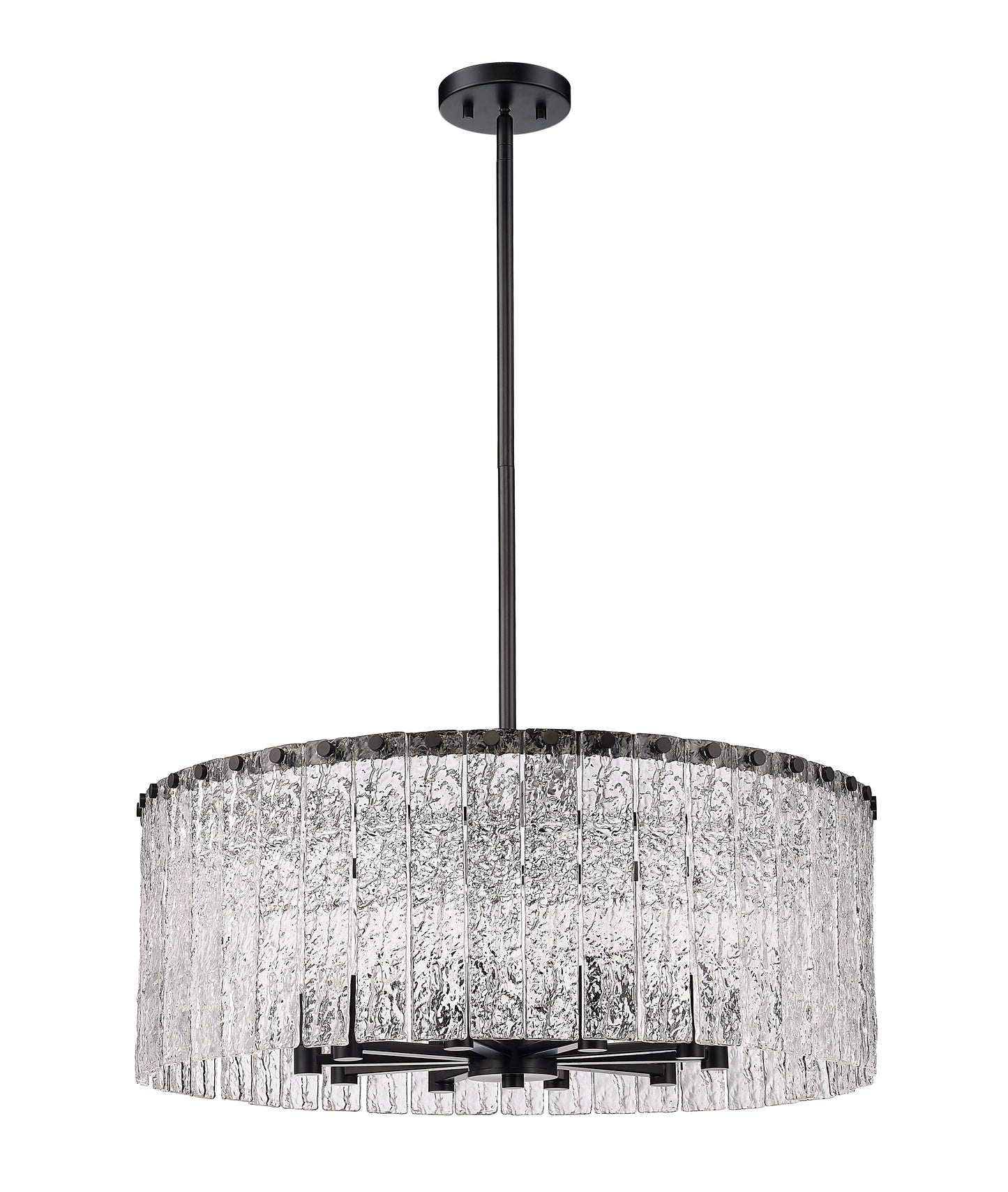 1943P26-MB - Glacier 10 Light 27" Chandelier - Matte Black