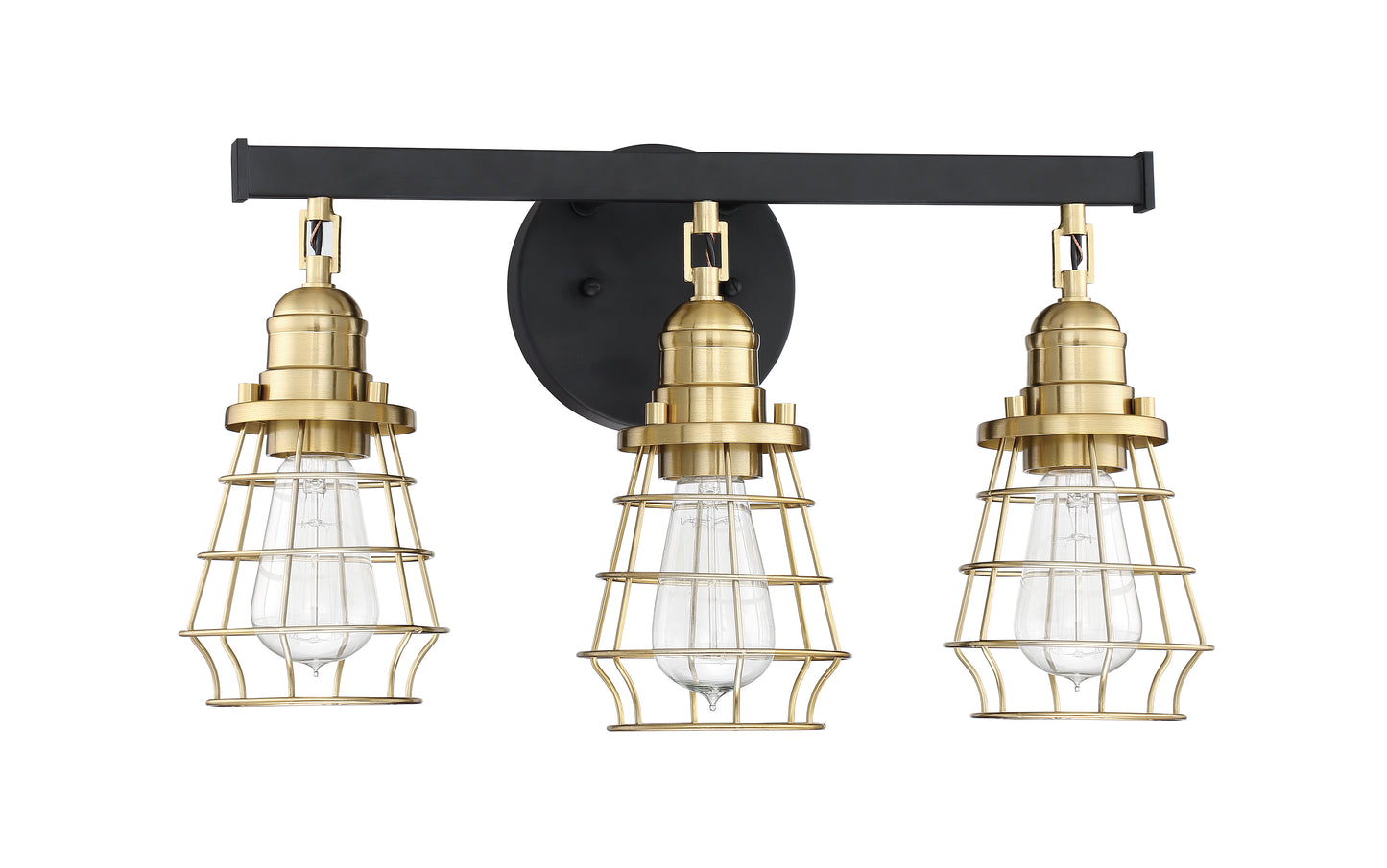 50603-FBSB - Thatcher 3 Light 19" Wide Vanity Light - Flat Black / Satin Brass