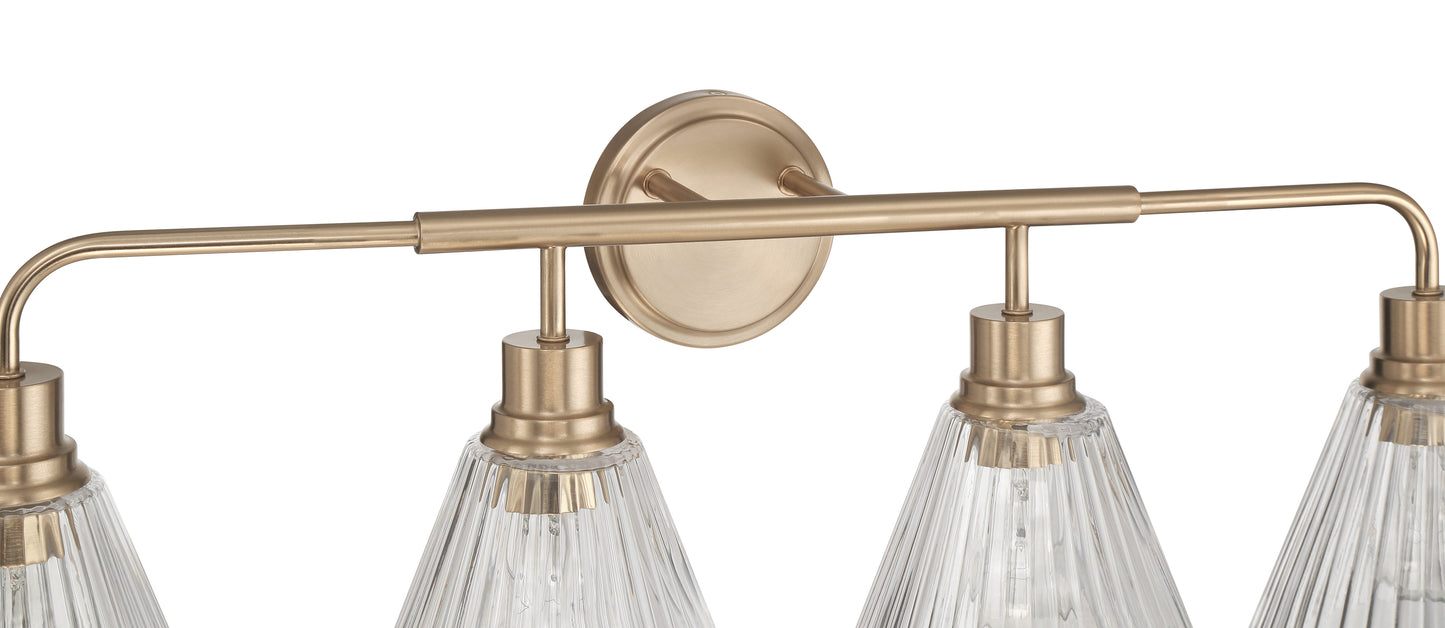 61104-CPZ - Pleated 4 Light 34" Wide Vanity Light - Premium Bronze