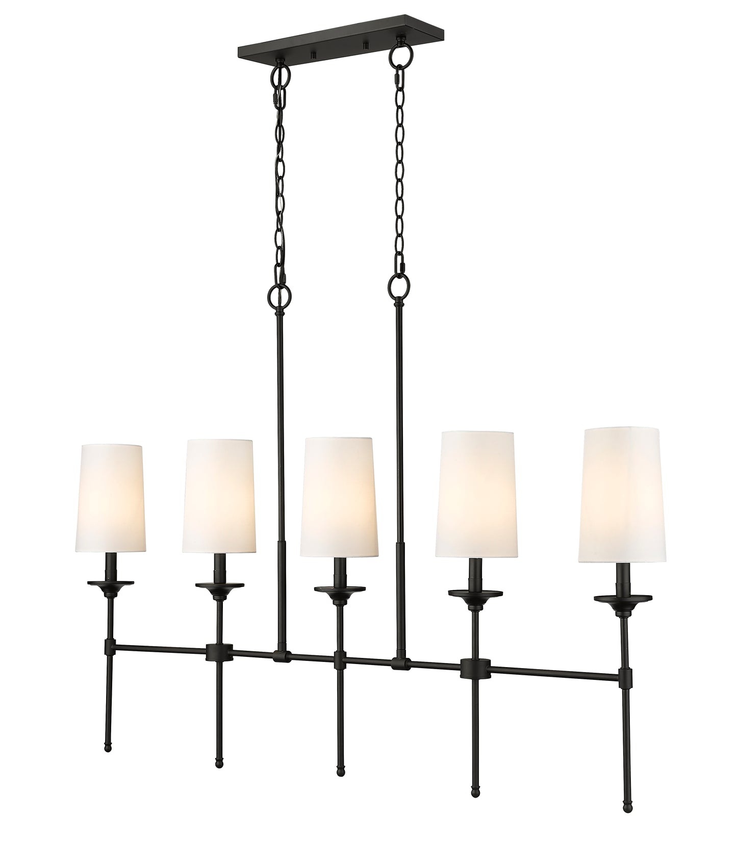 3033-5L-MB - Emily 5 Light Linear 51" Chandelier - Matte Black