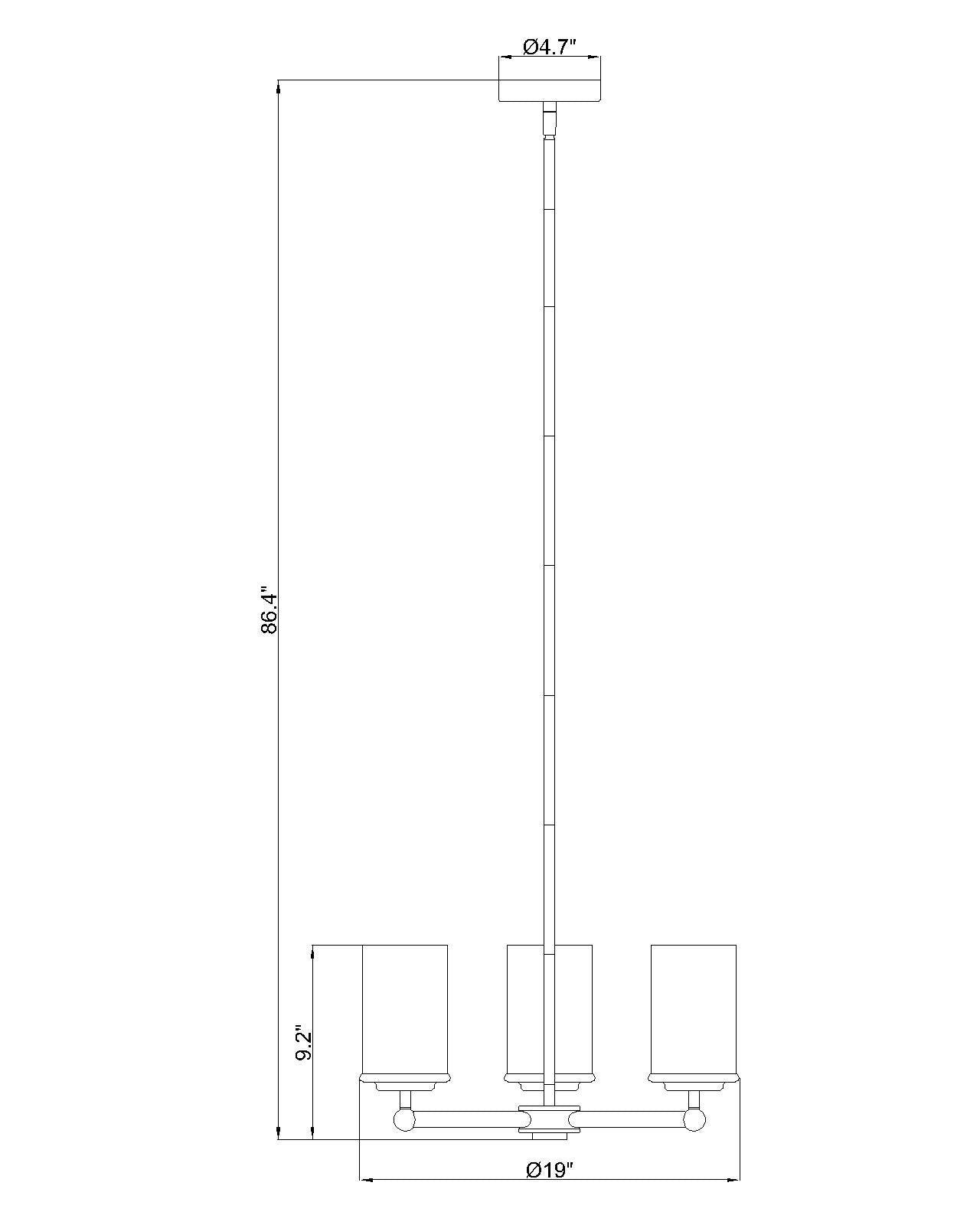 742-3BN - Thayer 3 Light 19" Chandelier - Brushed Nickel