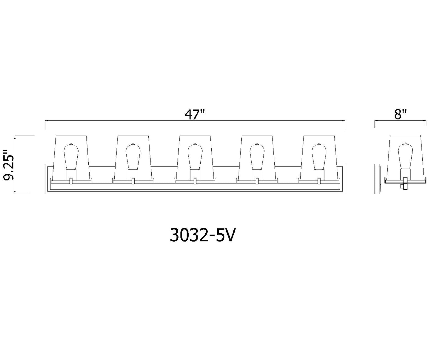 3032-5V-RB - Callista 5 Light 47" Vanity - Rubbed Brass