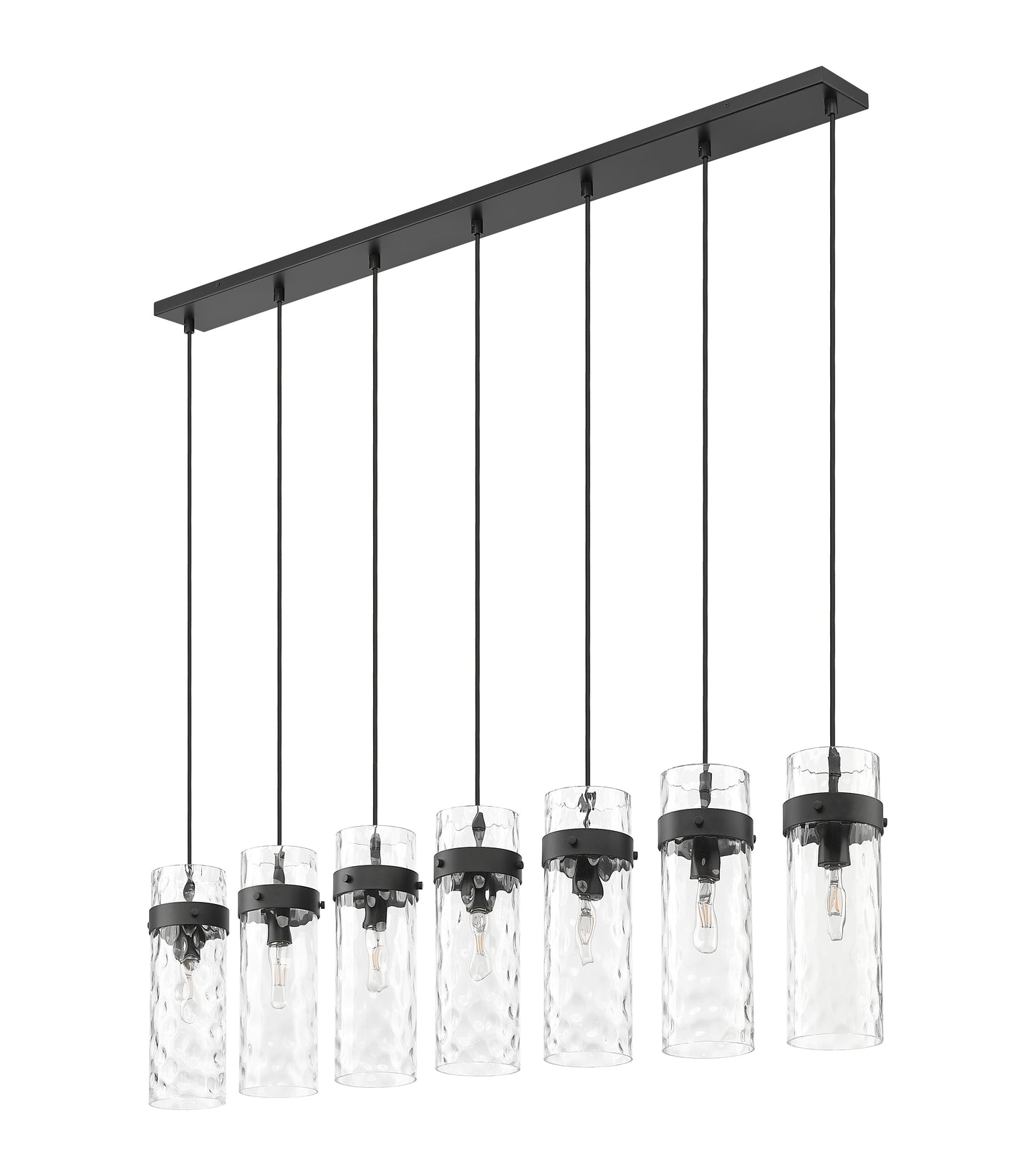 7002P5-7L-MB - Fontaine 7 Light Linear 57" Chandelier - Matte Black