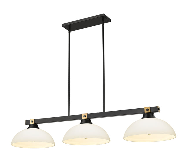 1955-3MB-RB-DMO14 - Bronte 3 Light 52" Billiard - Matte Black / Rubbed Brass