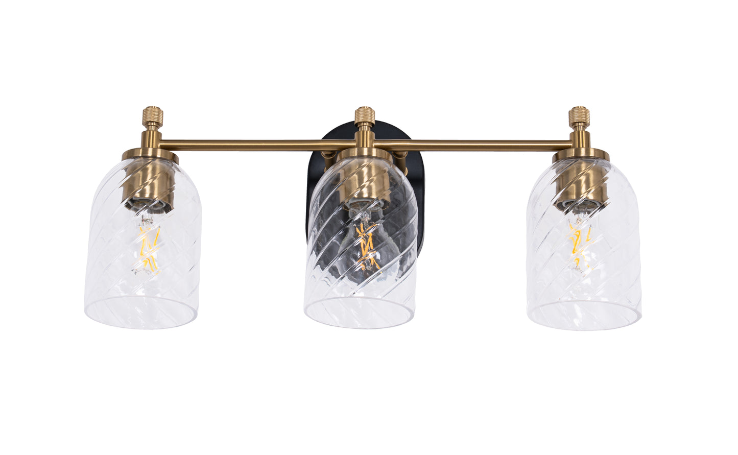 60303-FBSB-C - Council 3 Light 20" Wide Vanity Light - Flat Black / Satin Brass