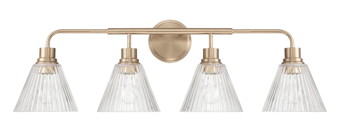 61104-CPZ - Pleated 4 Light 34" Wide Vanity Light - Premium Bronze