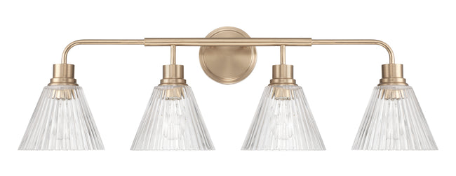 61104-CPZ - Pleated 4 Light 34" Wide Vanity Light - Premium Bronze
