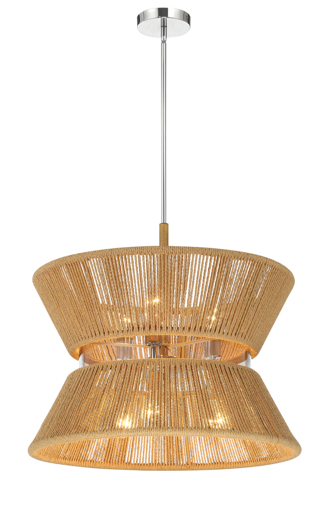 58596-CHWAL - Serena 6 Light 24" Wide Pendant - Chrome / Walnut