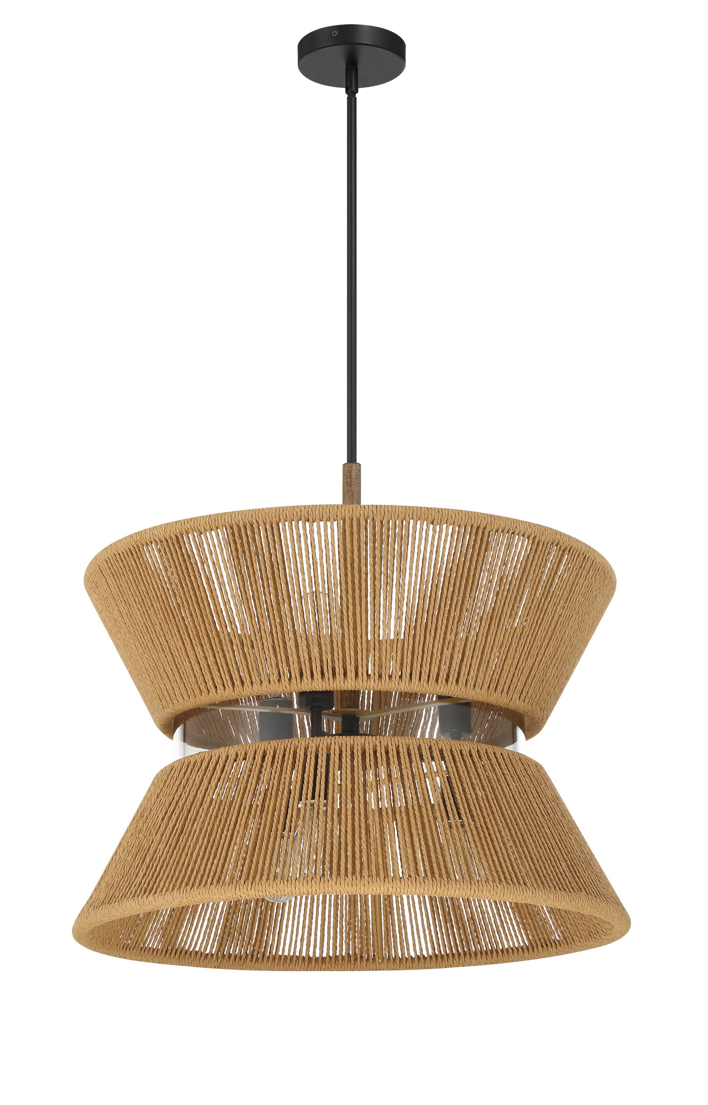 58596-FBWAL - Serena 6 Light 24" Wide Pendant - Flat Black / Walnut