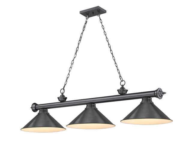 2306-3BP-BP15 - Cordon 3 Light 57" Billiard - Bronze Plate