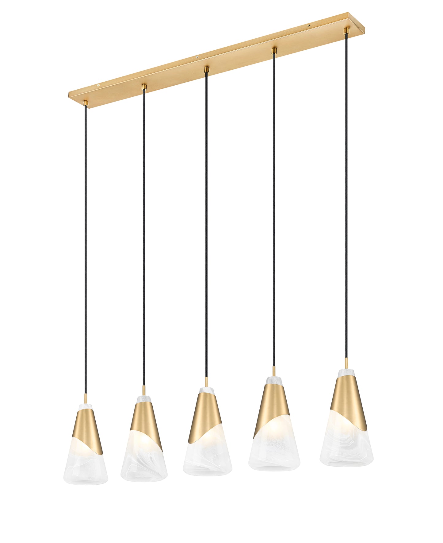 828P6-5L-MGLD - Aimie 5 Light Linear 42" Chandelier - Modern Gold