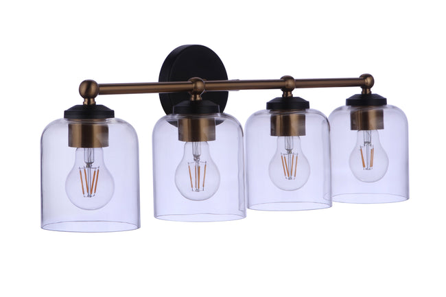 18726FBSB4 - Coppa 4 Light 26" Wide Vanity Light - Flat Black / Satin Brass