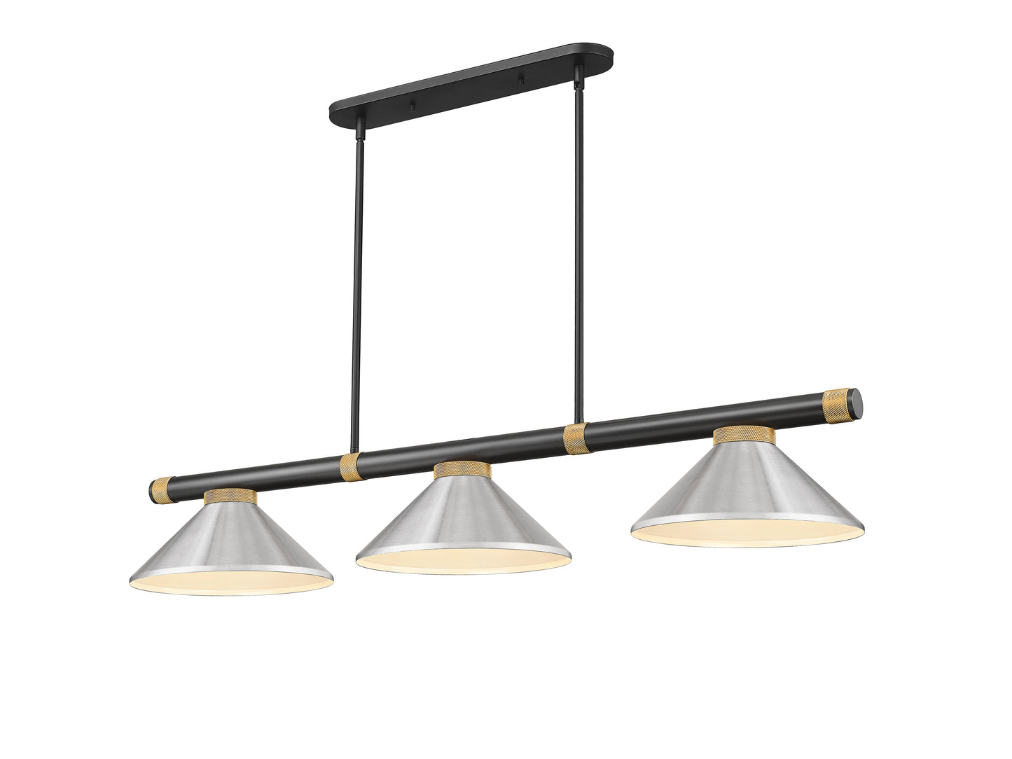 3050-3MB-RB-MBN - Vanguard 3 Light 58" Billiard - Matte Black / Rubbed Brass