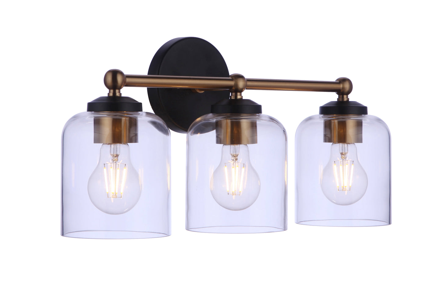 18719FBSB3 - Coppa 3 Light 18" Wide Vanity Light - Flat Black / Satin Brass