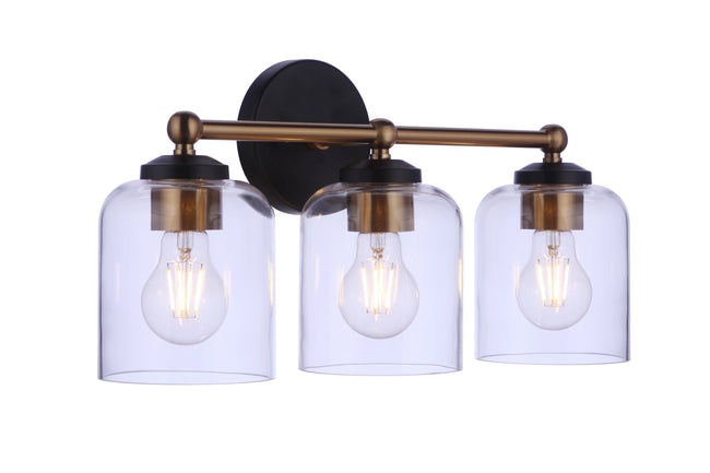 18719FBSB3 - Coppa 3 Light 18" Wide Vanity Light - Flat Black / Satin Brass