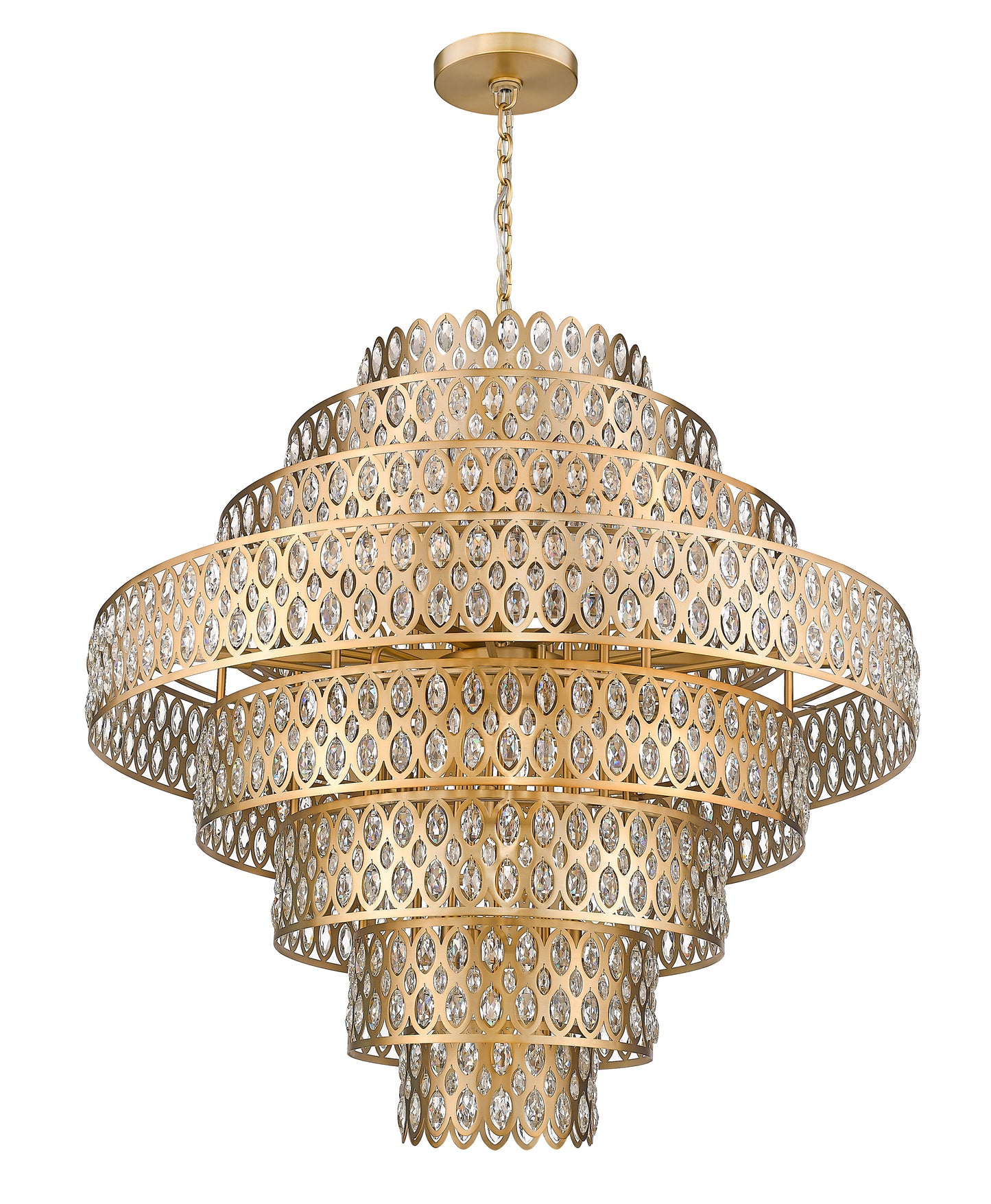 822P45-HB - Dealey 25 Light 45" Chandelier - Heirloom Brass