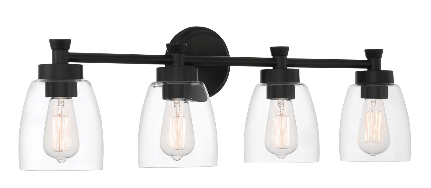 12730FB4 - Henning 4 Light 30" Wide Vanity Light - Flat Black