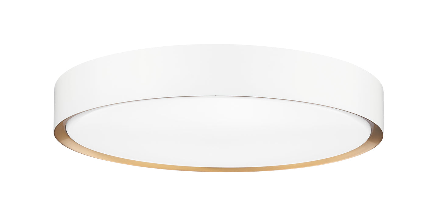 1014F20-MW-MGLD-LED - Kawan 1 Light Flush 20" Mount - Matte White / Modern Gold