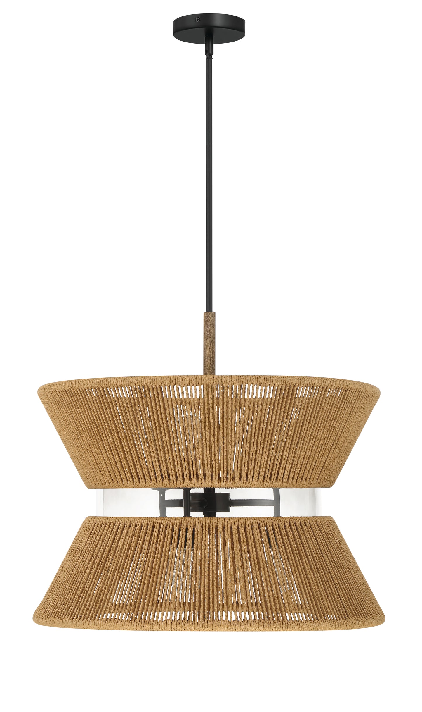 58596-FBWAL - Serena 6 Light 24" Wide Pendant - Flat Black / Walnut