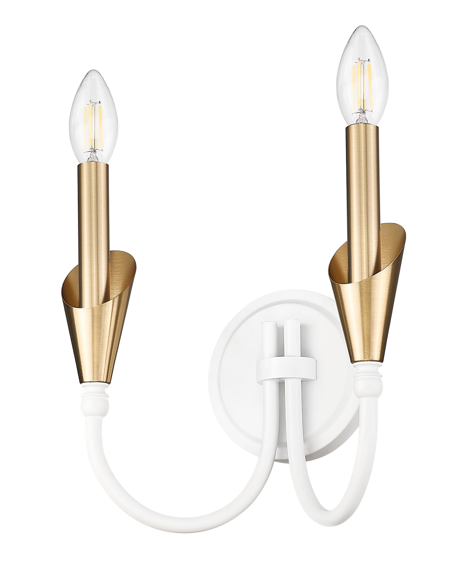 4014-2S-TW-MGLD - Claudelle 2 Light Wall 14" Sconce - Tundra White / Modern Gold