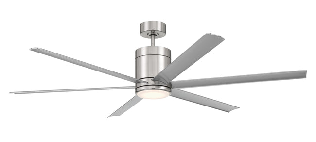 TTE65BNK6 - Tate 65" 6 Blade Indoor Outdoor Ceiling Fan with Light Kit - Brushed Nickel
