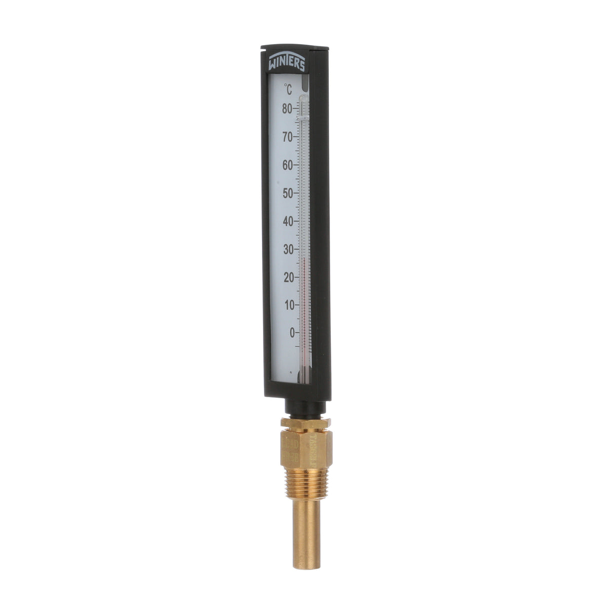 TAS132 - 5" Straight Industrial Thermometer with Brass Thermowell - 30°F to 240°F
