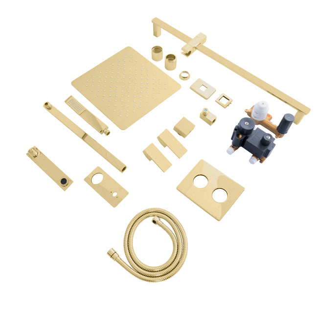 BLS-SHS12-PG - Bliss Rainfall Shower System with 12" Oversized Shower Head in Polished Gold